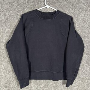 Lululemon Sweatshirt Womens Black Crewneck Pullover Thumbhole Athleisure Logo S